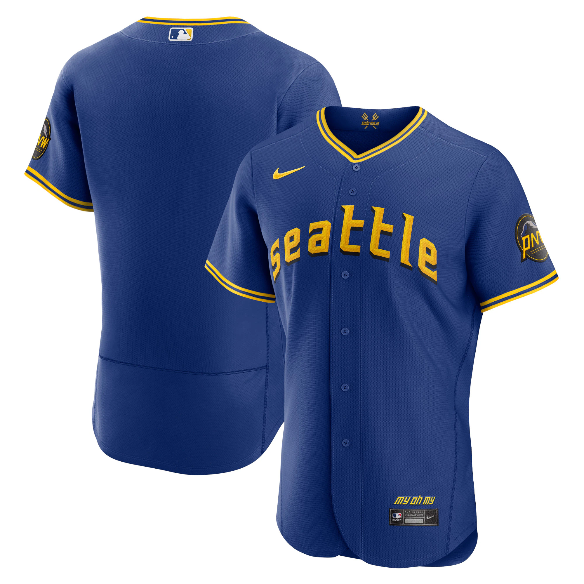 Alternative view of Seattle Mariners 2023 City Connect Authentic Baseball Jersey - Royal