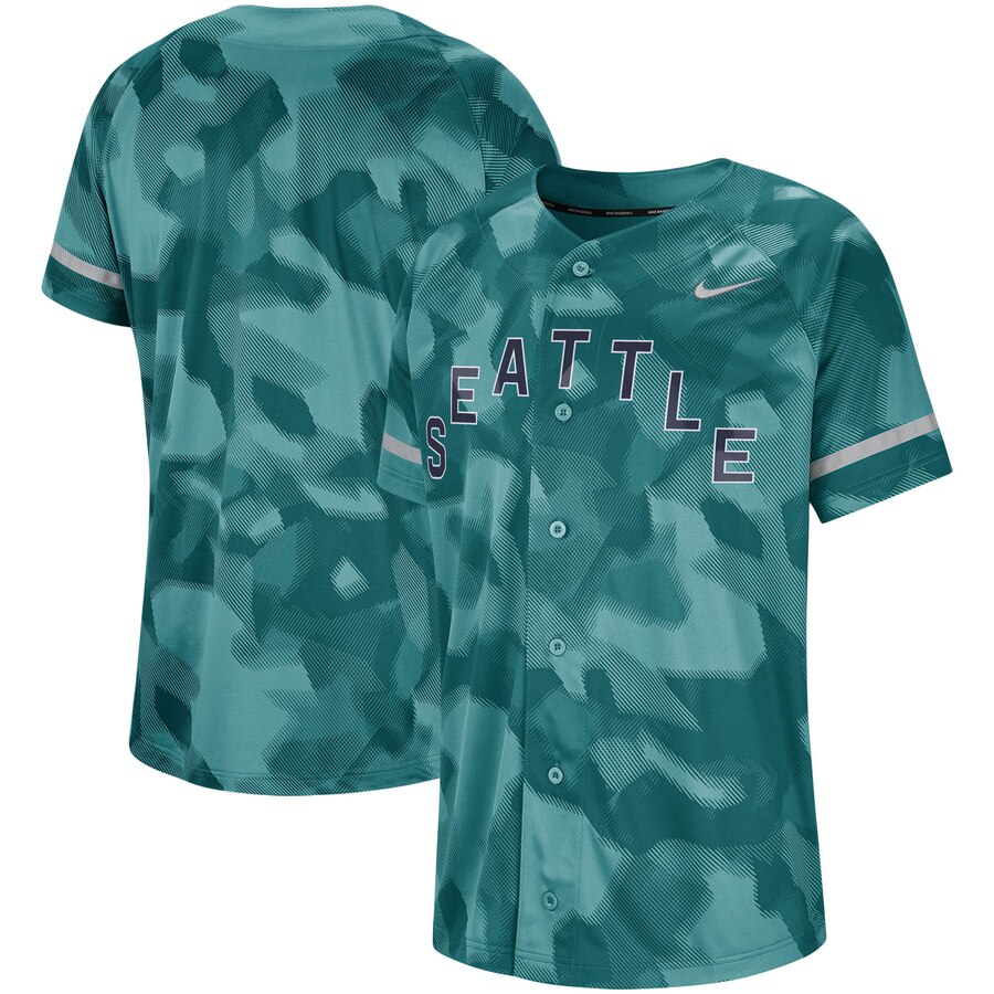 Seattle Mariners Camo Baseball Jersey - Aqua