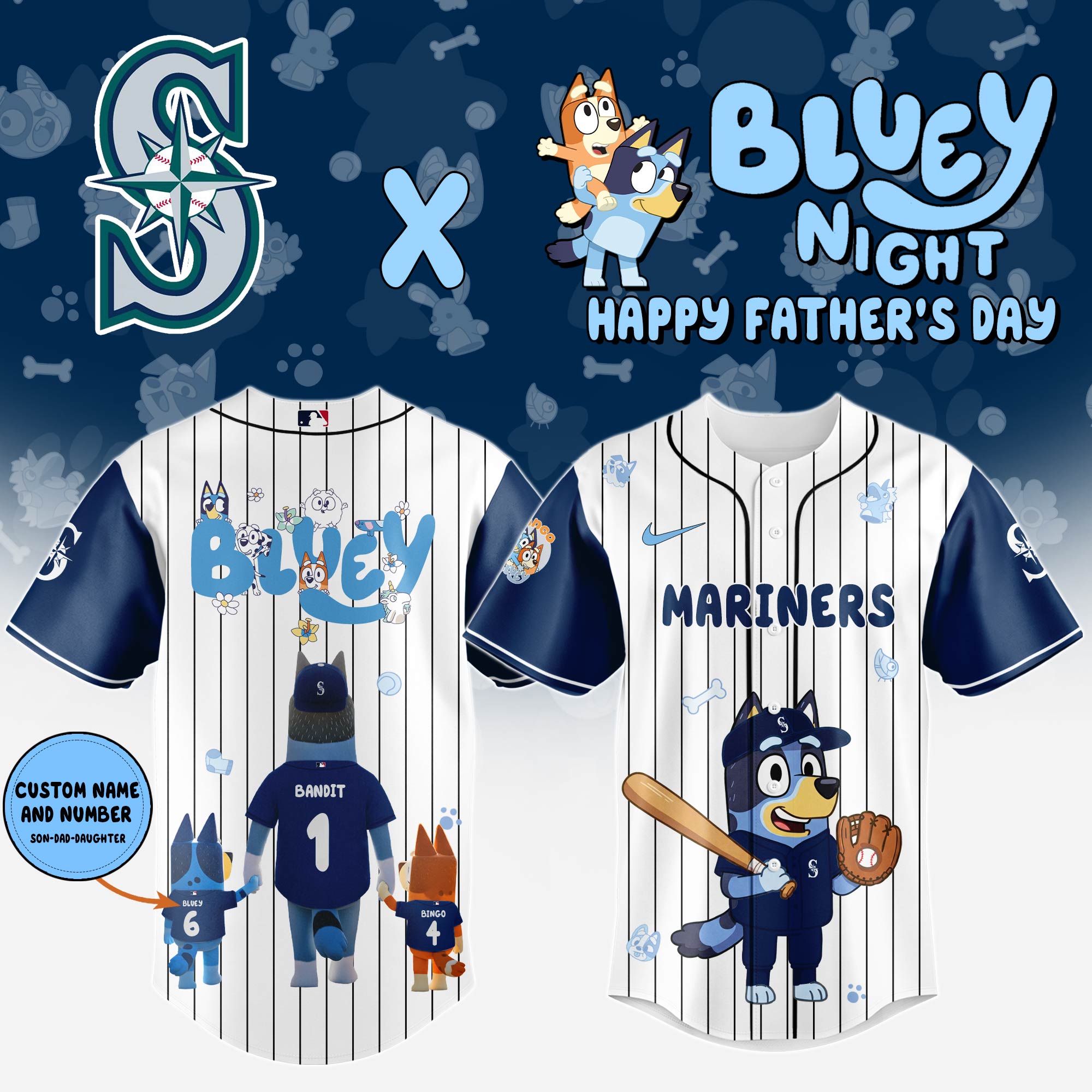 Seattle Mariners Happy Father’s Day Limited Edition Custom Baseball Jersey 2025