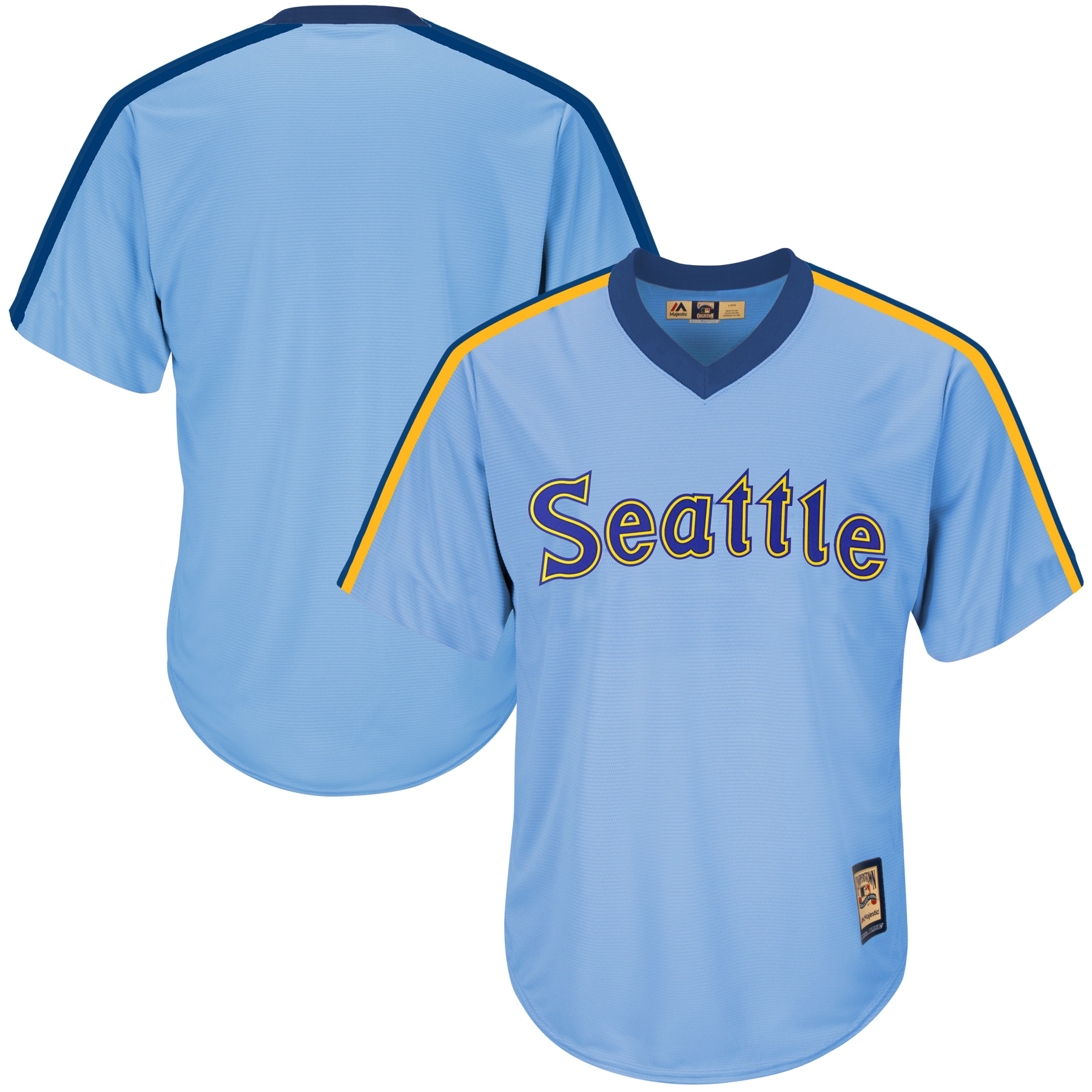 Seattle Mariners Majestic Cooperstown Cool Base Replica Team Baseball Jersey - Light Blue