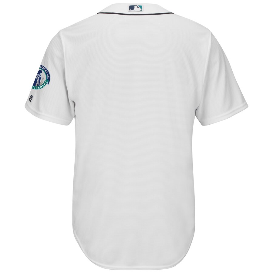 Alternative view of Seattle Mariners Majestic Griffey Retirement Day Patch Cool Base Team Baseball Jersey - White