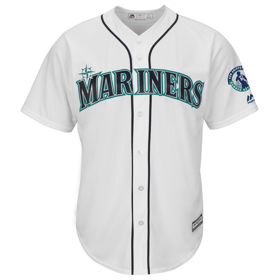 Seattle Mariners Majestic Griffey Retirement Day Patch Cool Base Team Baseball Jersey - White