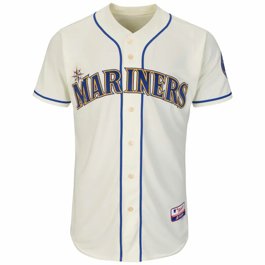 Alternative view of Seattle Mariners Majestic Team Authentic Baseball Jersey - Cream