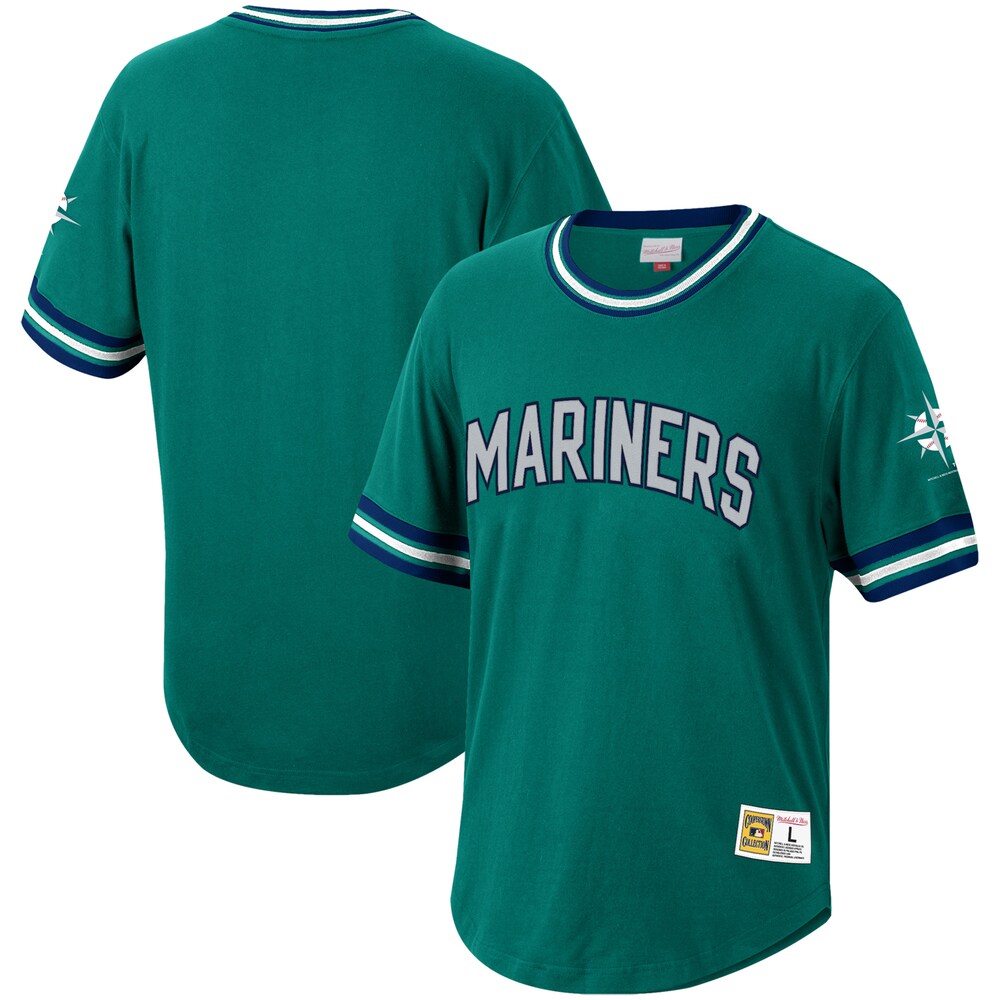 Seattle Mariners Mitchell & Ness Cooperstown Collection Wild Pitch Baseball Jersey T-shirt - Aqua