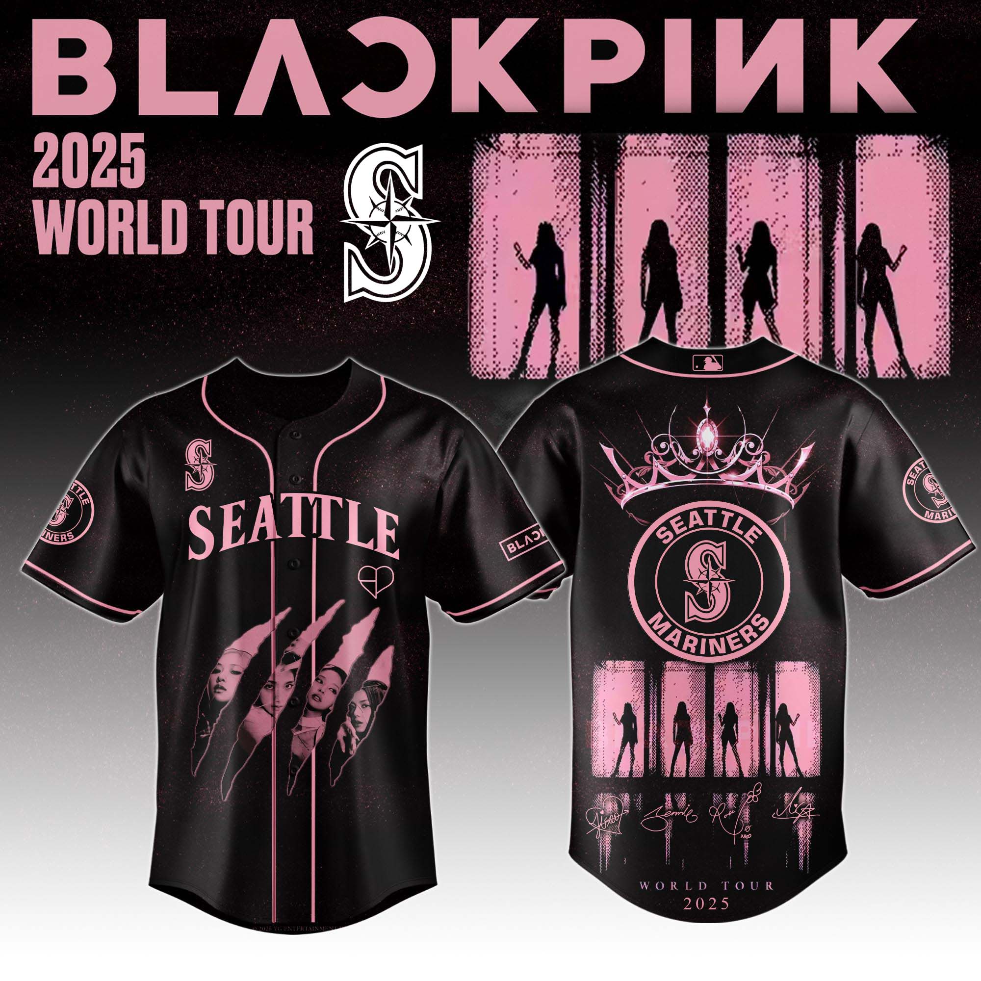 Seattle Mariners Mlb X Blackpink All Star Custom Baseball Jersey