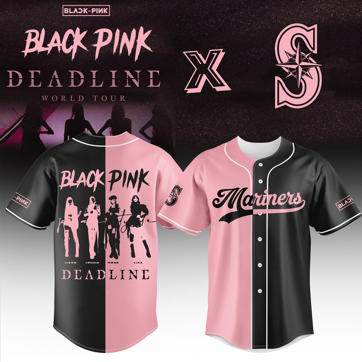 Seattle Mariners Mlb X Blackpink Custom Baseball Jersey