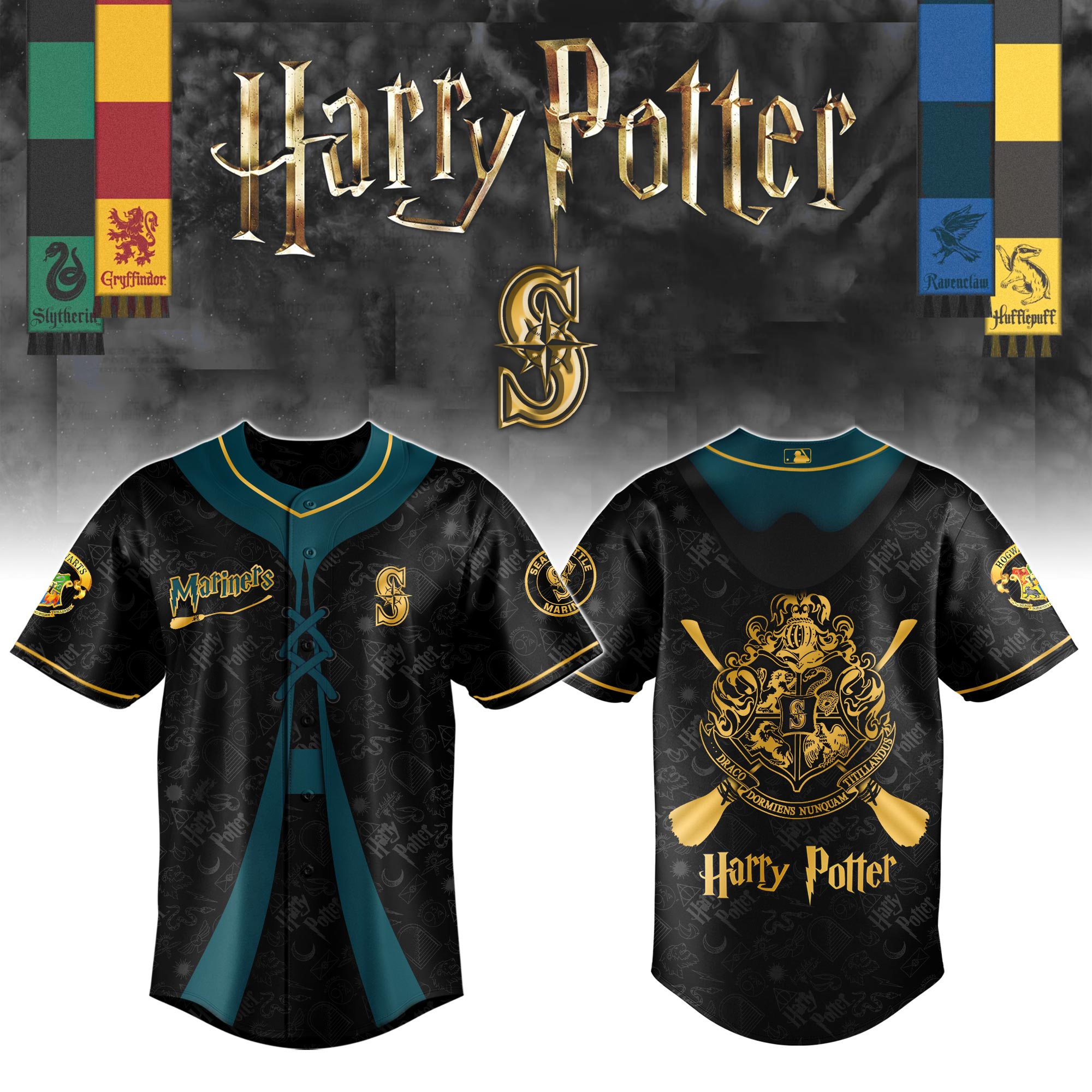 Seattle Mariners Mlb X Harry Potter Night Custom Baseball Jersey
