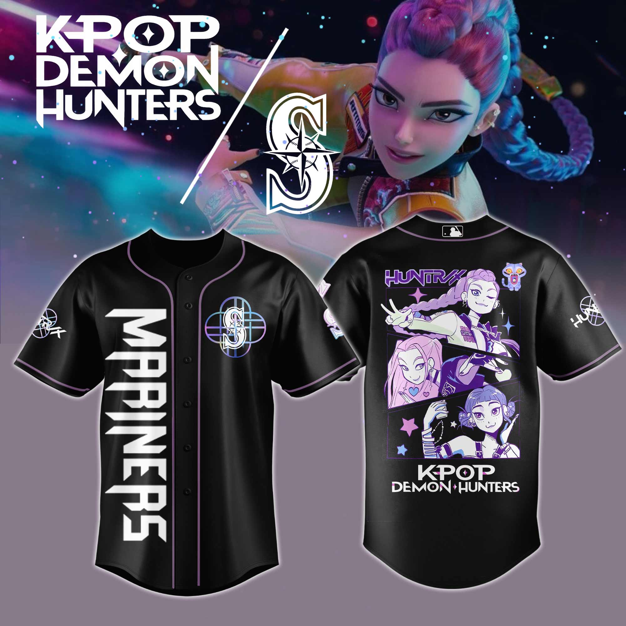 Seattle Mariners Mlb X Kpop Demon Hunters Custom Baseball Jersey