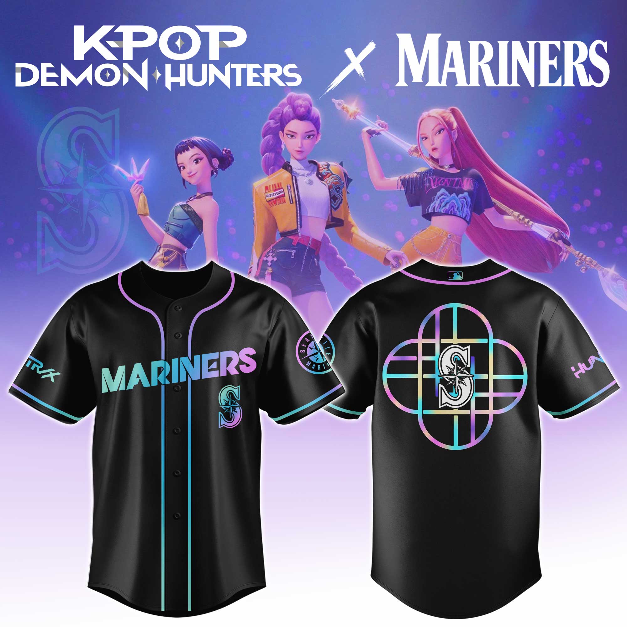 Seattle Mariners Mlb X Kpop Demon Hunters Huntrx Custom Baseball Jersey