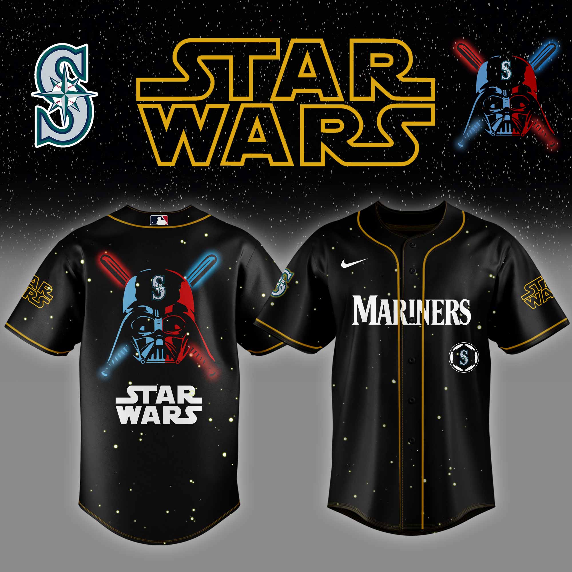 Seattle Mariners Mlb X Starwars Custom Baseball Jersey