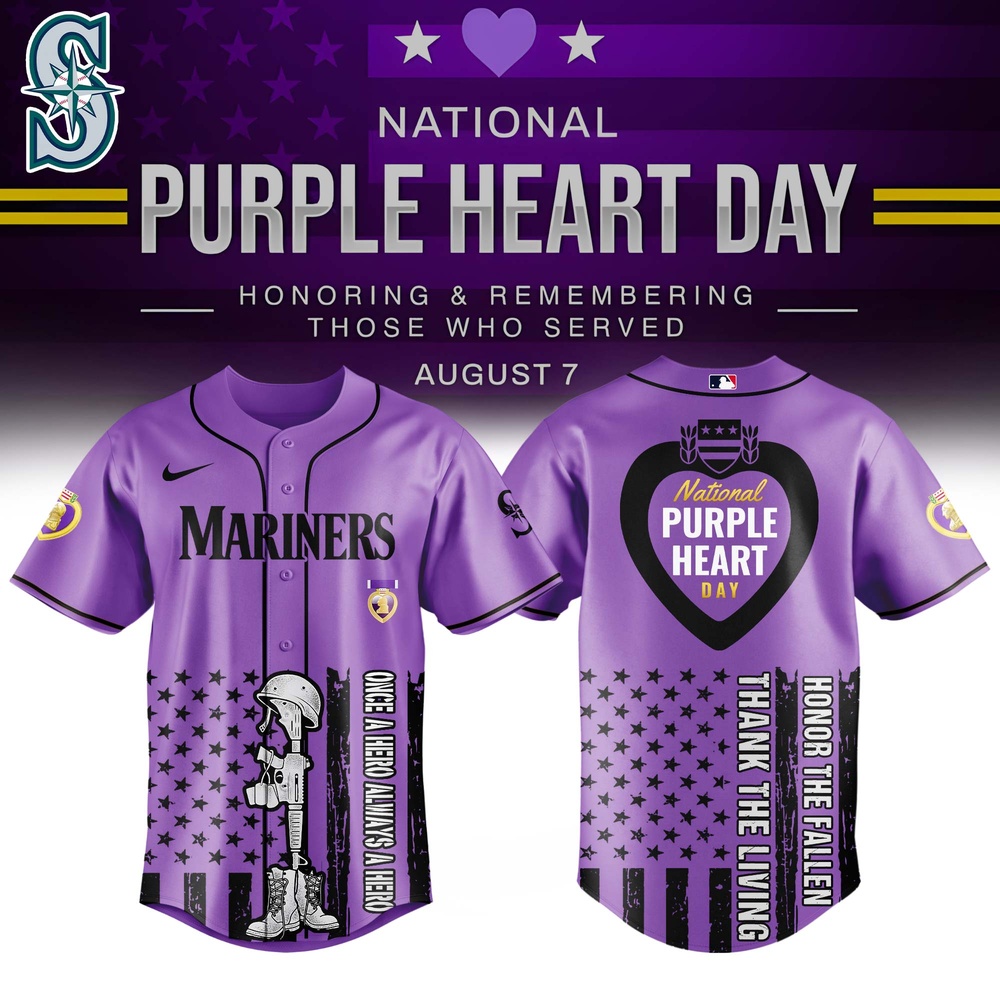 Seattle Mariners Mlb X Usa Purple Heart Day Custom Baseball Jersey