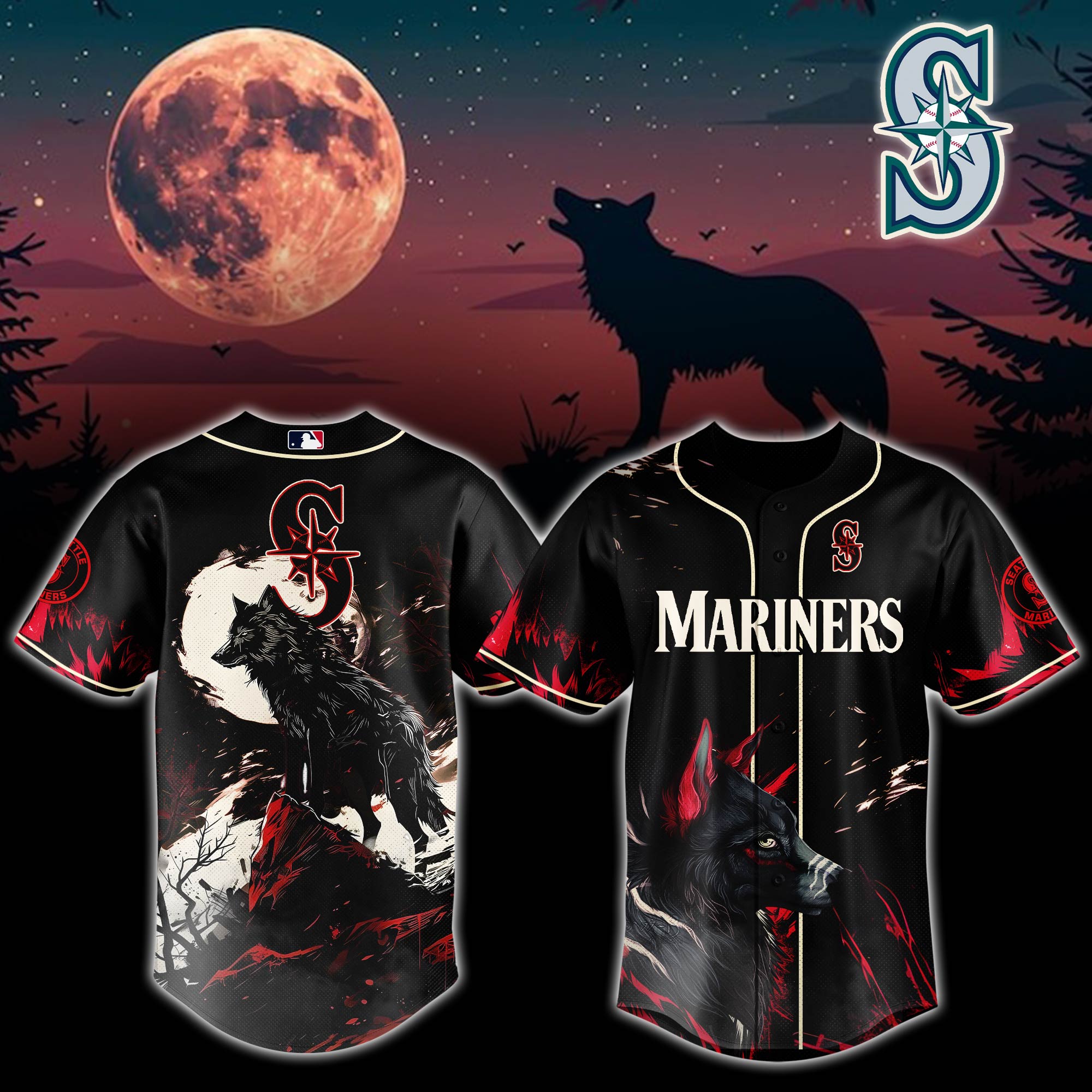 Seattle Mariners Mlb X Wolf Custom Baseball Jersey
