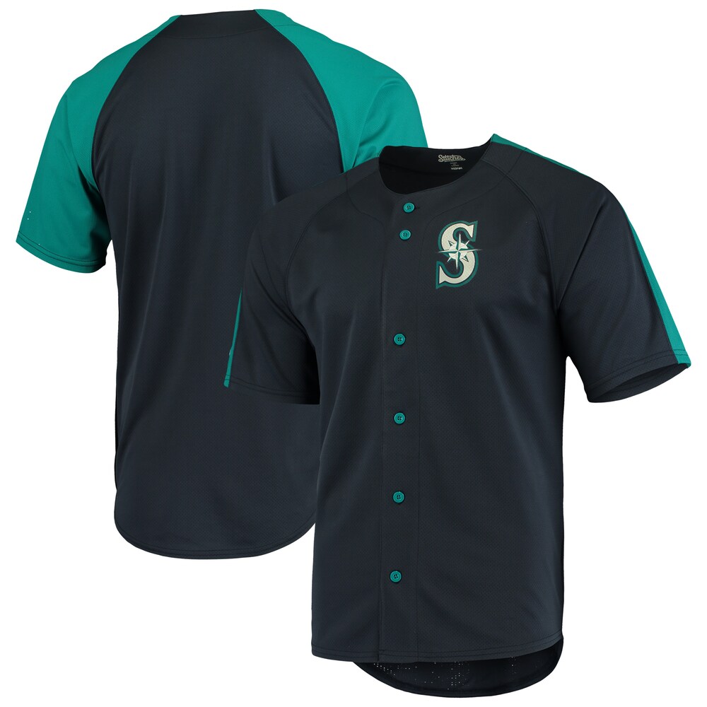 Seattle Mariners Stitches Logo Button-up Baseball Jersey - Navy