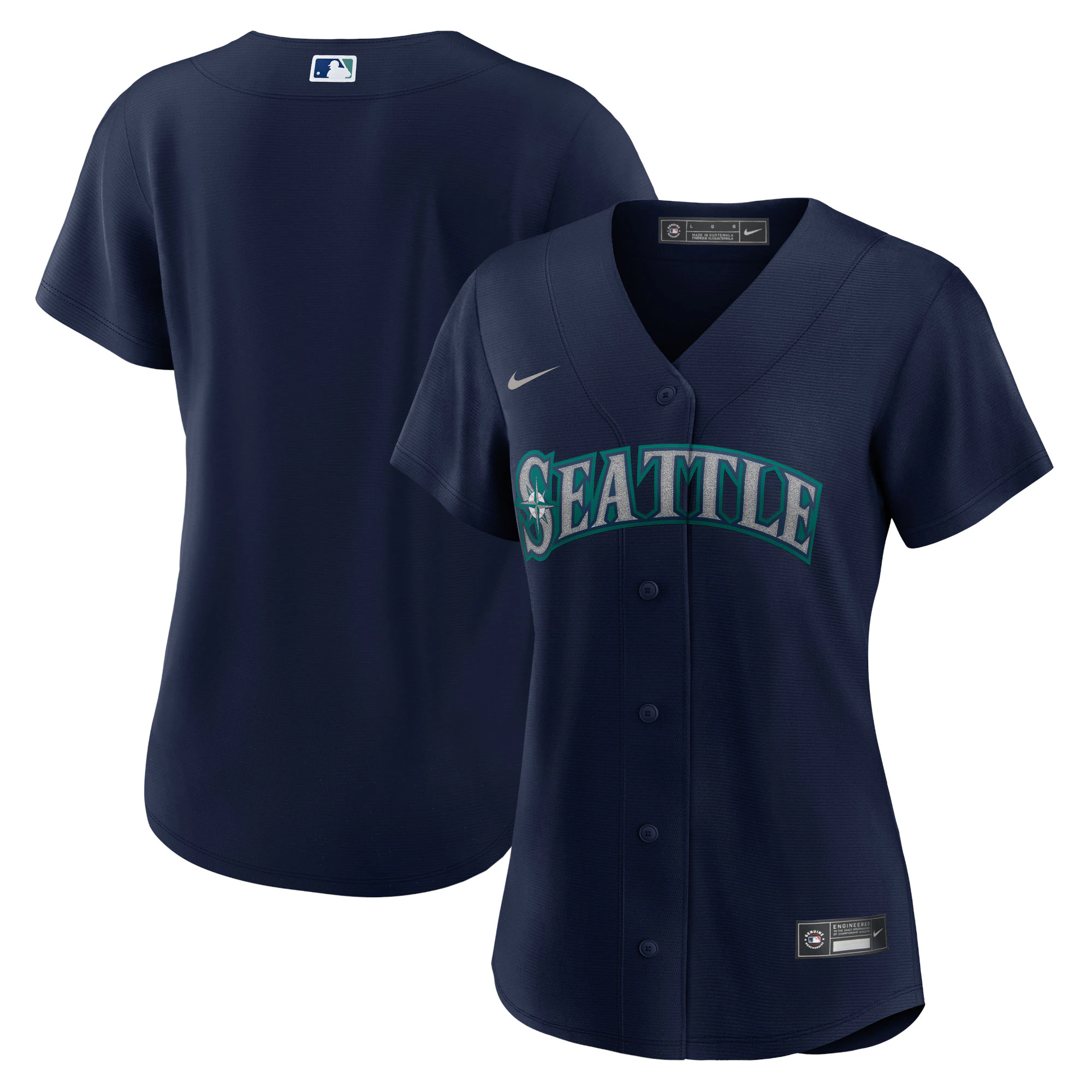 Alternative view of Seattle Mariners Women's Alternate Replica Team Baseball Jersey - Navy