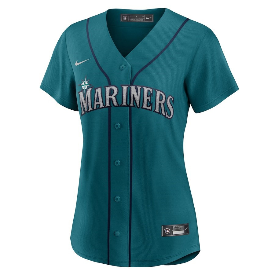 Alternative view of Seattle Mariners Women's Alternate Team Baseball Jersey - Aqua 