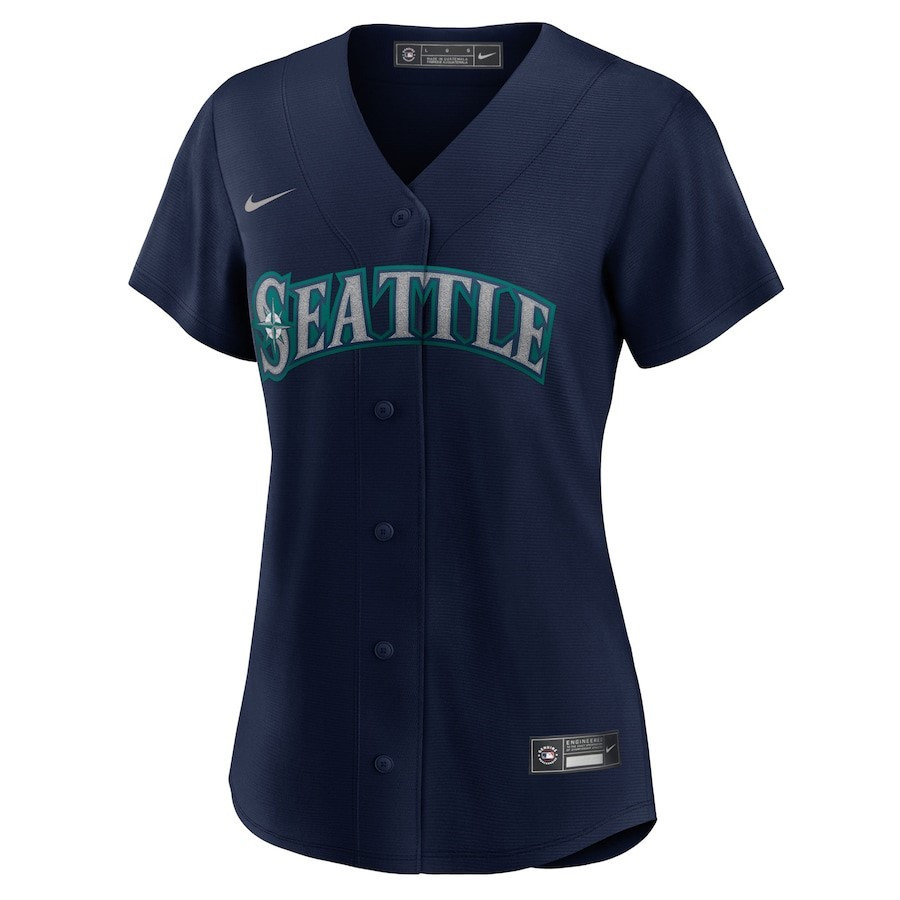 Alternative view of Seattle Mariners Women's Alternate Team Baseball Jersey - Navy 