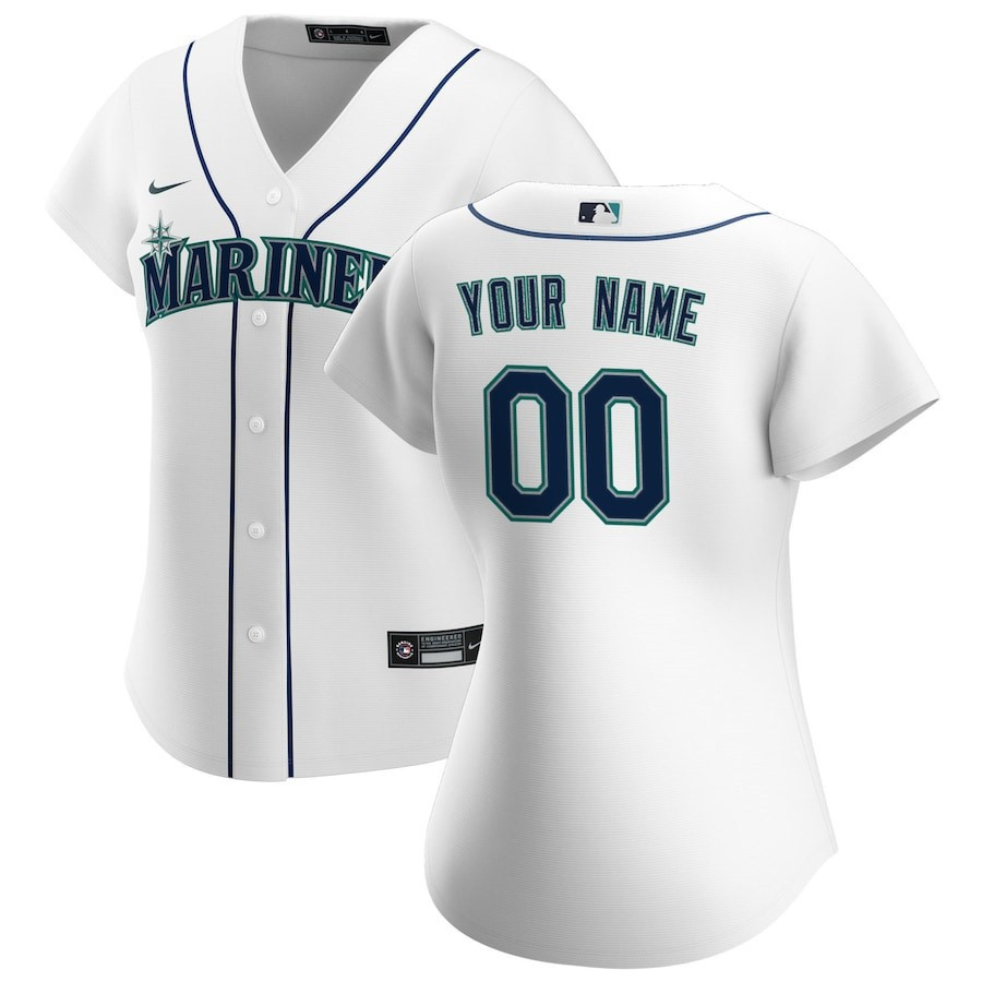 Seattle Mariners Women's Home Custom Baseball Jersey - White 