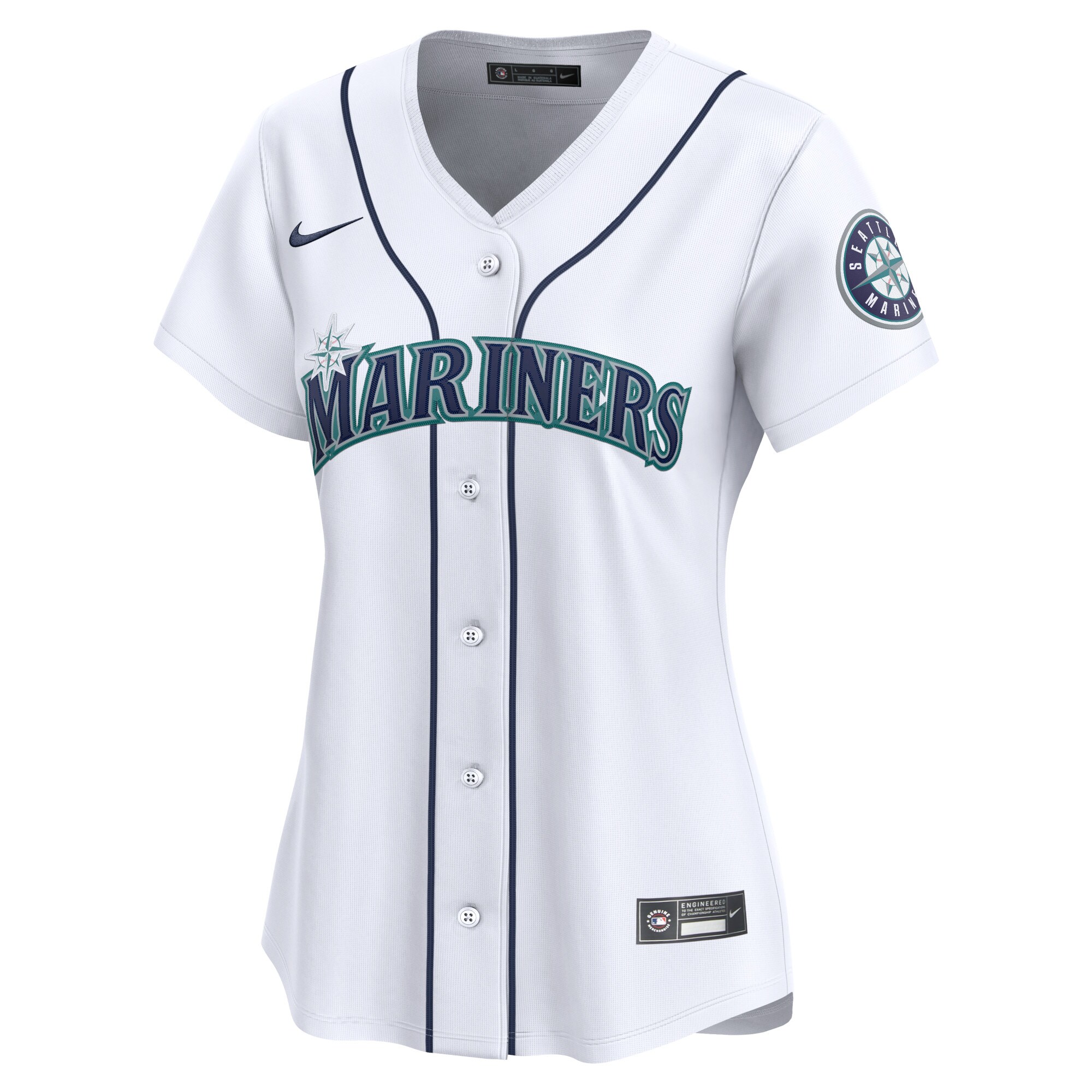 Alternative view of Seattle Mariners Women's Home Limited Custom Baseball Jersey - White