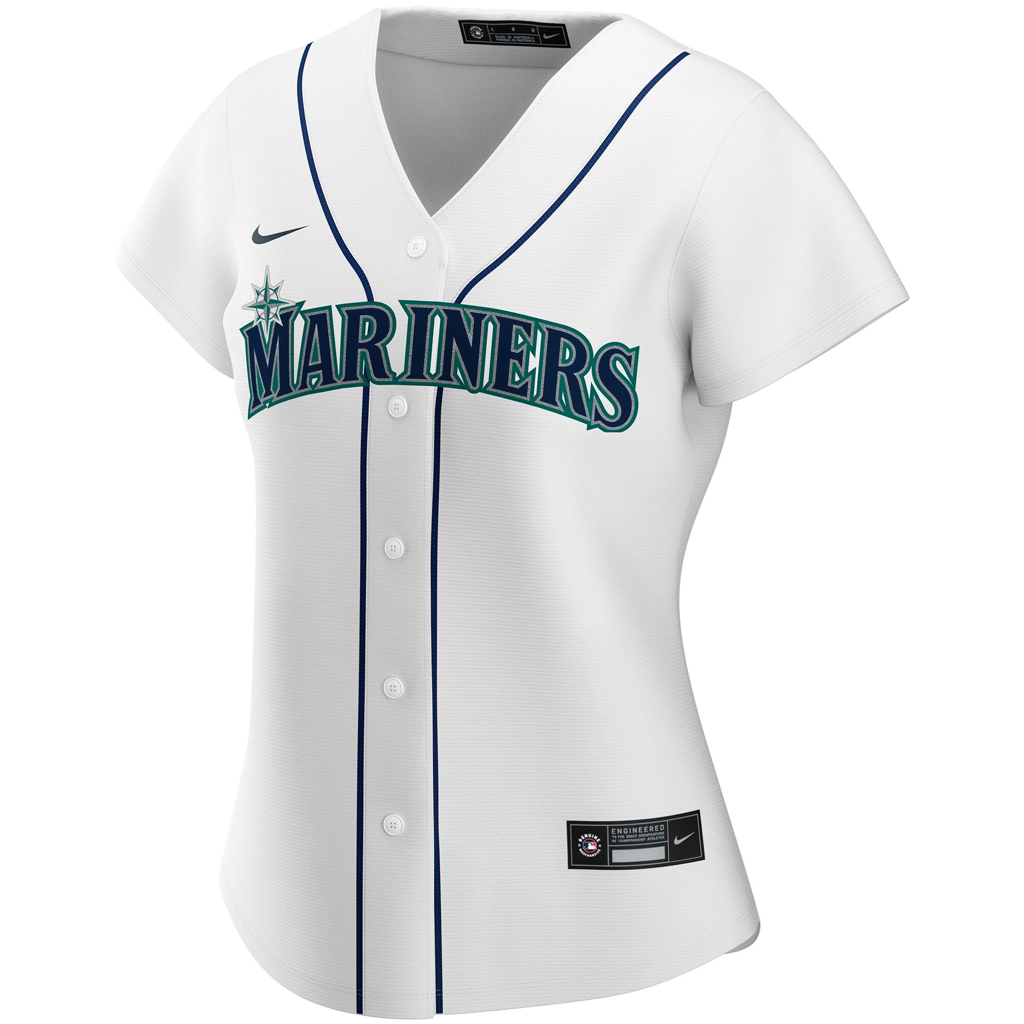 Alternative view of Seattle Mariners Women's Home Replica Custom Baseball Jersey - White