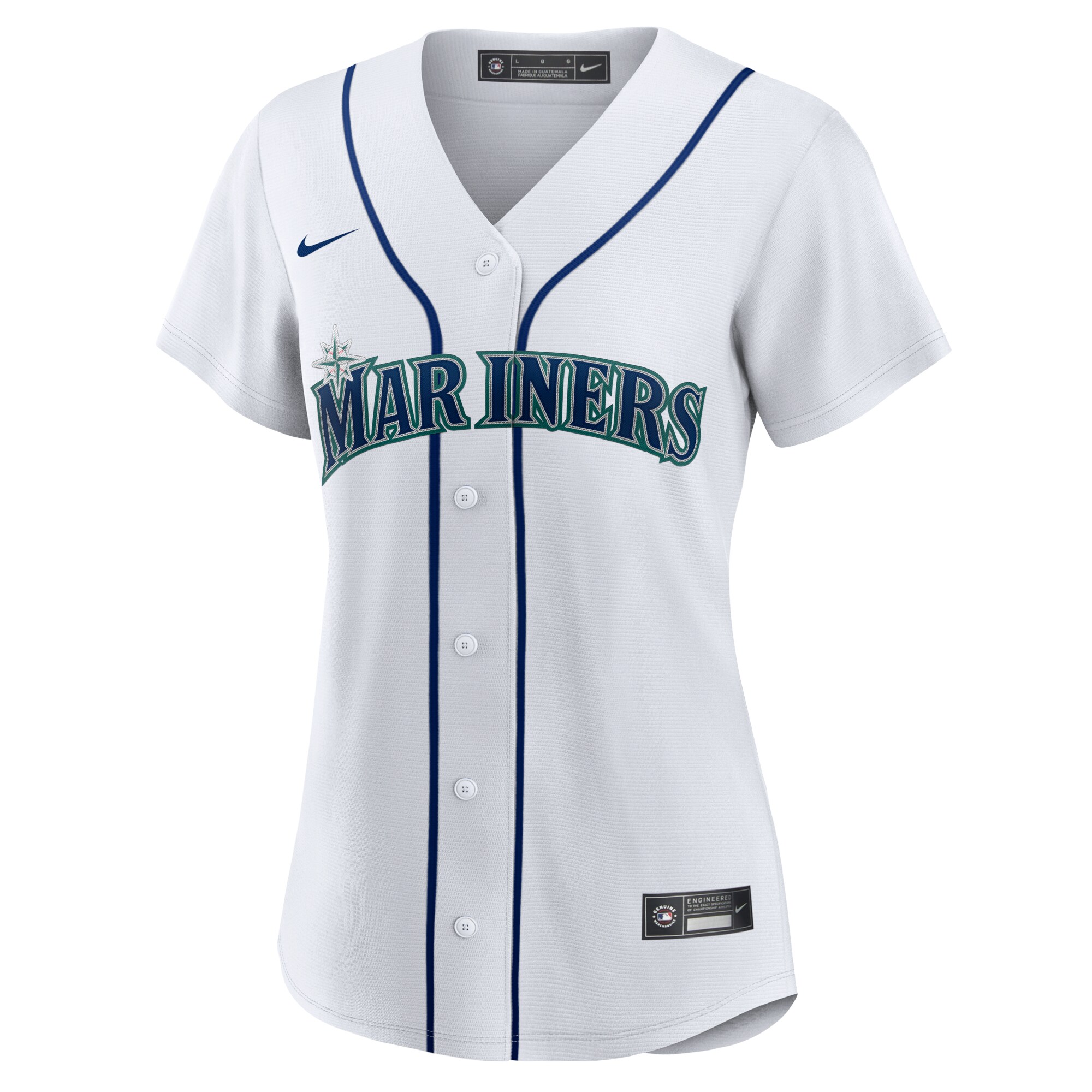 Alternative view of Seattle Mariners Women’s Home Replica Team Baseball Jersey – White