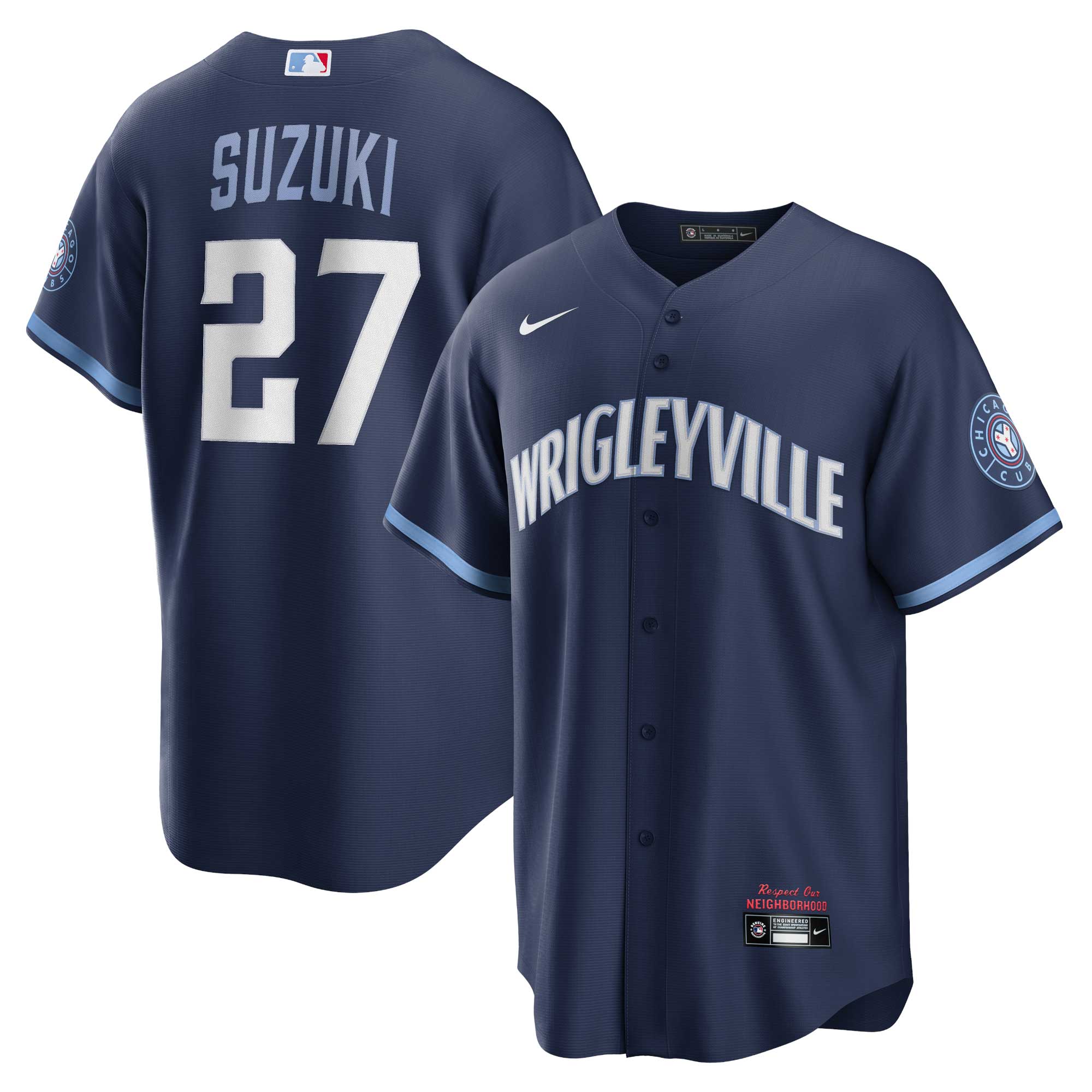 Alternative view of Seiya Suzuki Chicago Cubs City Connect Replica Player Baseball Jersey - Navy