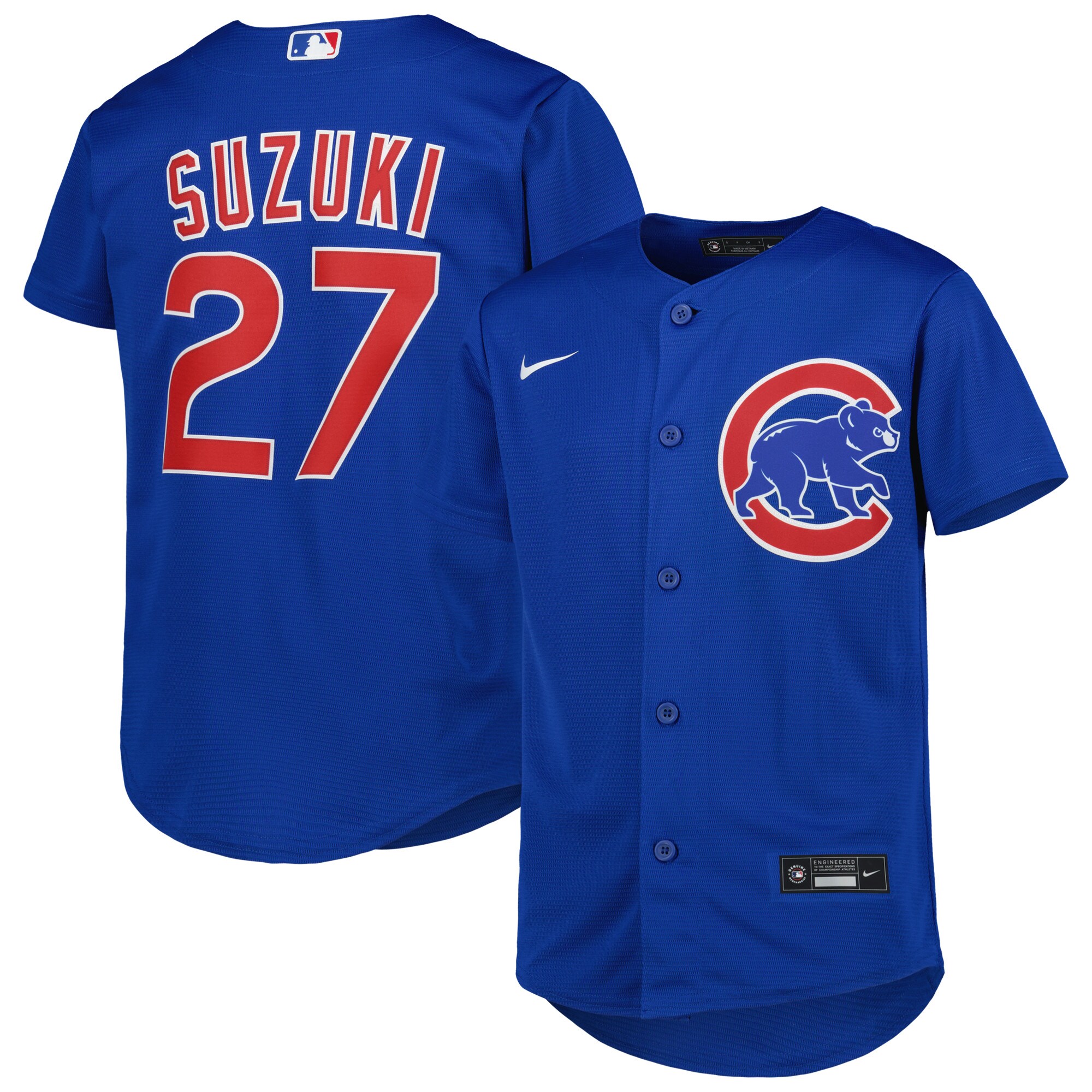 Alternative view of Seiya Suzuki Chicago Cubs Youth Alternate Replica Player Baseball Jersey - Royal