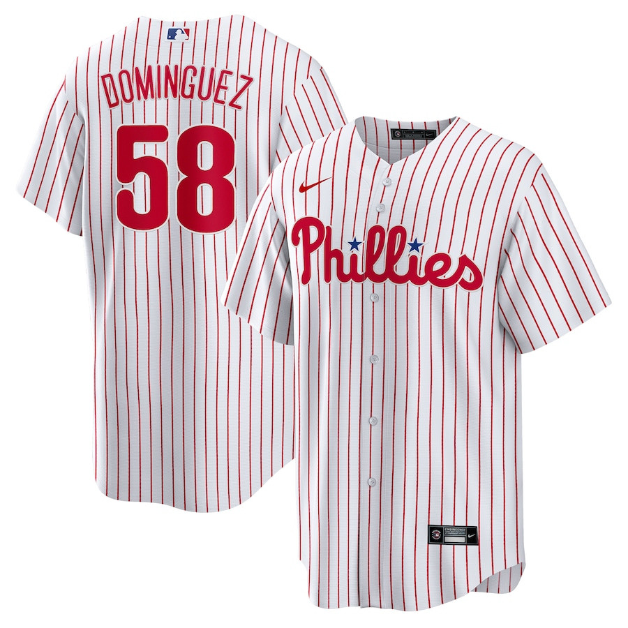 Seranthony Domínguez 58 Philadelphia Phillies Men Baseball Jersey - White 