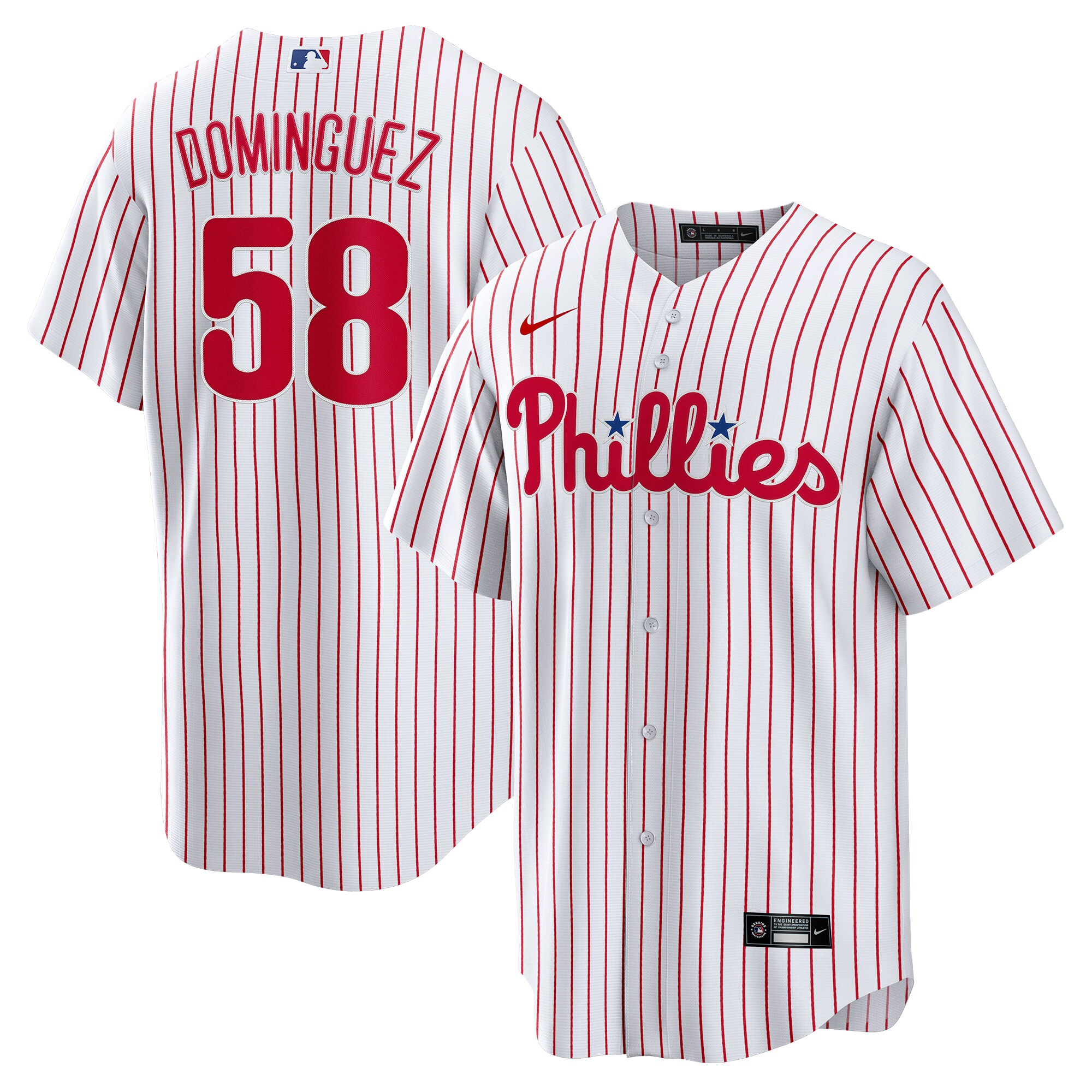 Alternative view of Seranthony DomÃƒÆ’Ã‚Â­nguez Philadelphia Phillies Home Replica Player Baseball Jersey - White