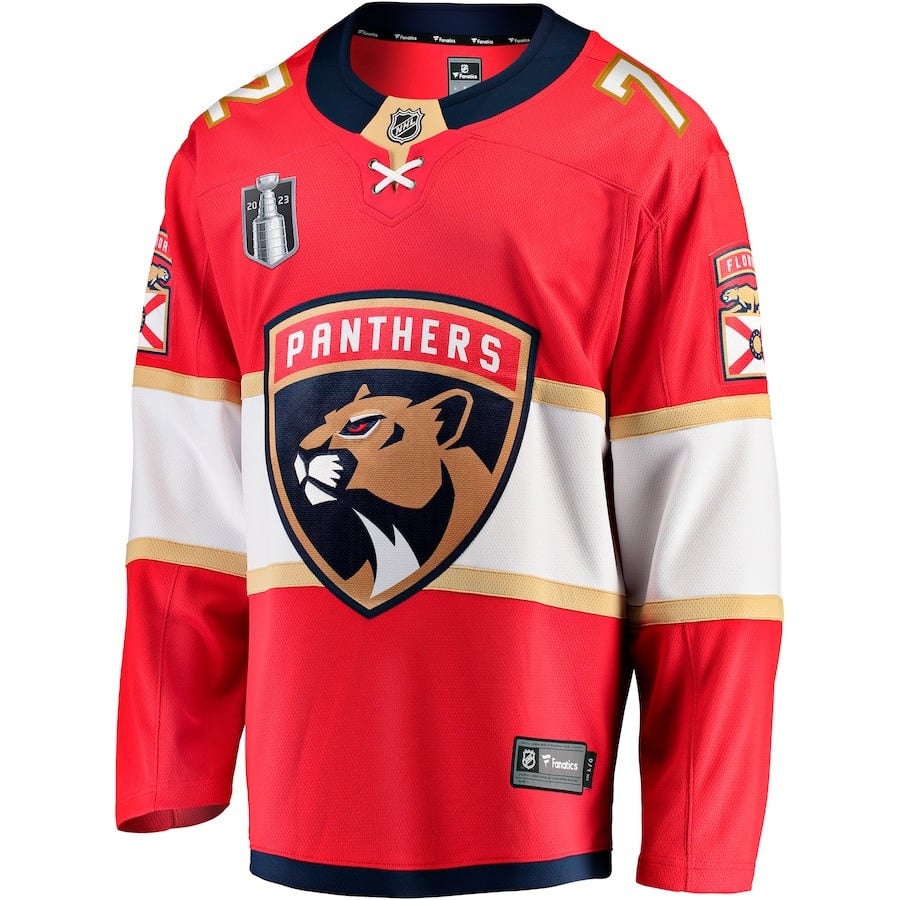 Alternative view of Sergei Bobrovsky 72 Florida Panthers 2023 Stanley Cup Final Home Breakaway Player Hockey Jersey - Red - JS879 