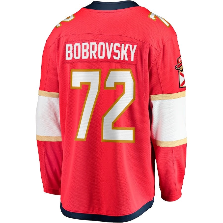 Alternative view of Sergei Bobrovsky 72 Florida Panthers 2023 Stanley Cup Final Home Primegreen Hockey Jersey - Red - JS360 