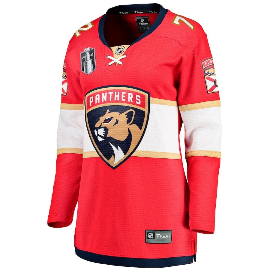Alternative view of Sergei Bobrovsky 72 Florida Panthers Women's 2023 Stanley Cup Final Home Breakaway Player Hockey Jersey - Red - JS792 