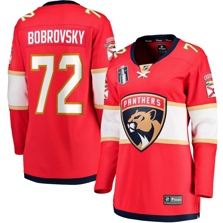 Sergei Bobrovsky 72 Florida Panthers Women's 2023 Stanley Cup Final Home Breakaway Player Hockey Jersey - Red - JS792 