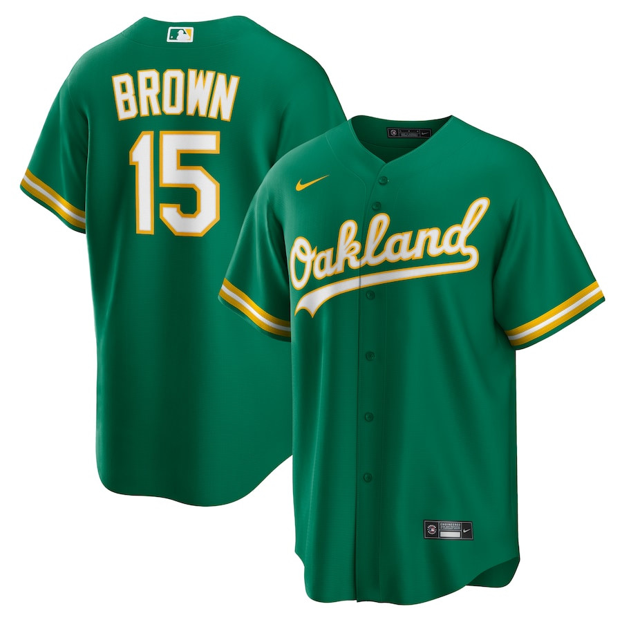 Seth Brown 15 Oakland Athletics Alternate Team Men Baseball Jersey - Kelly Green 