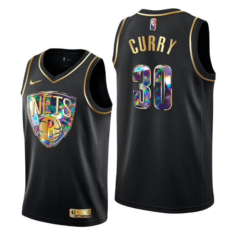 Seth Curry 30 Brooklyn Nets Diamond Logo Black Basketball Jersey - Men Basketball Jersey - JS755 