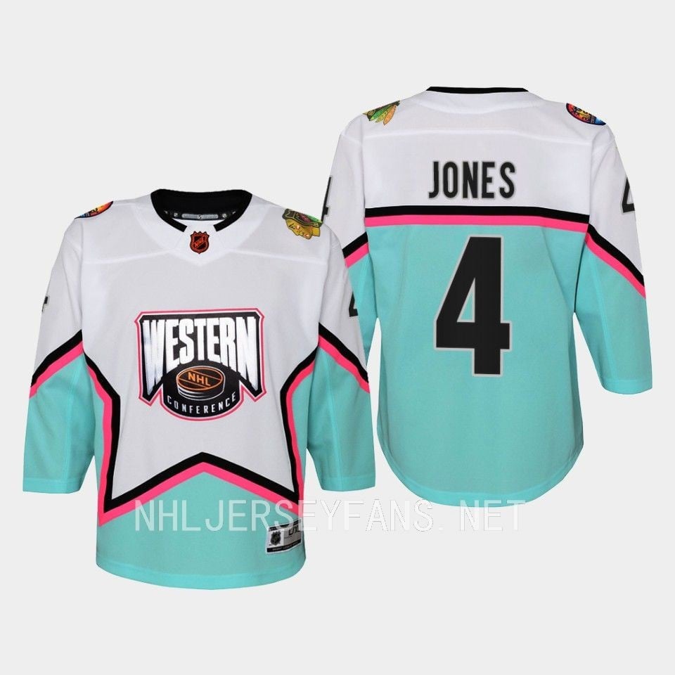 Seth Jones 4 Chicago Blackhawks 2023 All-Star Game Hockey Jersey White Equipment - JS985 