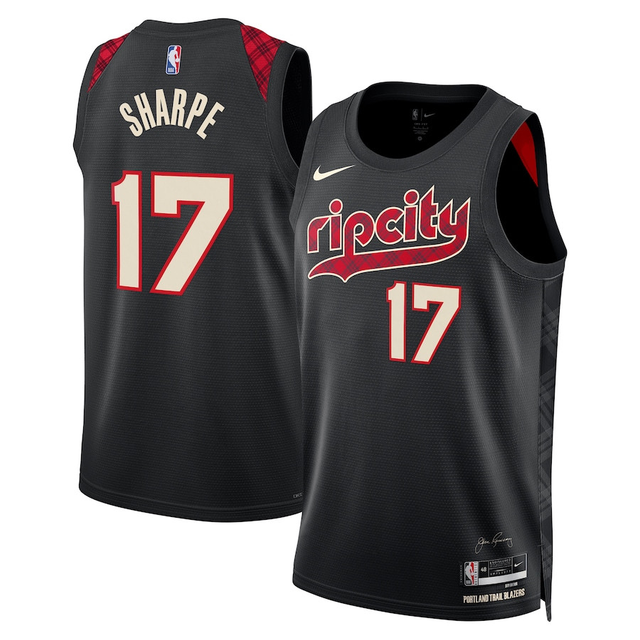 Shaedon Sharpe 17 Portland Trail Blazers 2023/24 City Edition Swingman Basketball Jersey - Black - JS655 