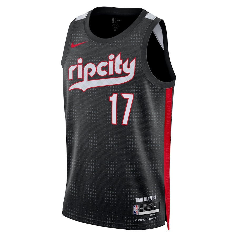 Alternative view of Shaedon Sharpe 17 Portland Trail Blazers Unisex 2024/25 Swingman Player Basketball Jersey - City Edition - Black - JS274 
