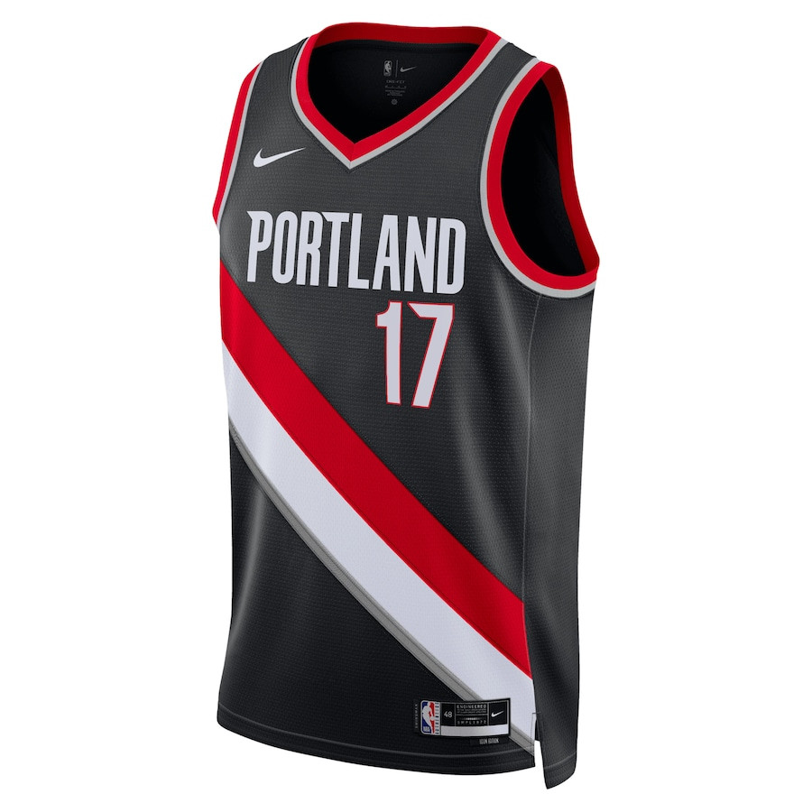 Alternative view of Shaedon Sharpe 17 Portland Trail Blazers Unisex Swingman Basketball Jersey - Icon Edition - Black - JS209 