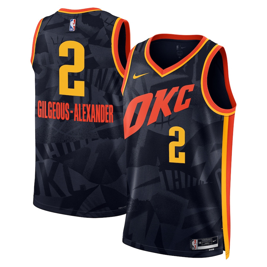 Shai Gilgeous-Alexander 2 Oklahoma City Thunder 2023/24 City Edition Swingman Basketball Jersey - Navy - JS959 