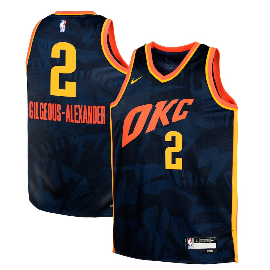 Shai Gilgeous-Alexander 2 Oklahoma City Thunder 2023/24 City Edition Swingman YOUTH Basketball Jersey - Navy - JS147 