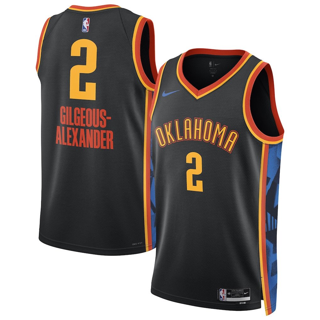 Shai Gilgeous-Alexander 2 Oklahoma City Thunder Unisex 2024/25 Swingman Player Basketball Jersey - City Edition - Black - JS364 