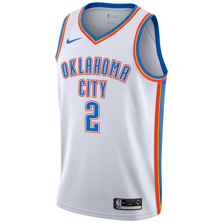 Alternative view of Shai Gilgeous-Alexander 2 Oklahoma City Thunder Unisex Swingman Basketball Jersey - Association Edition - White - JS854 