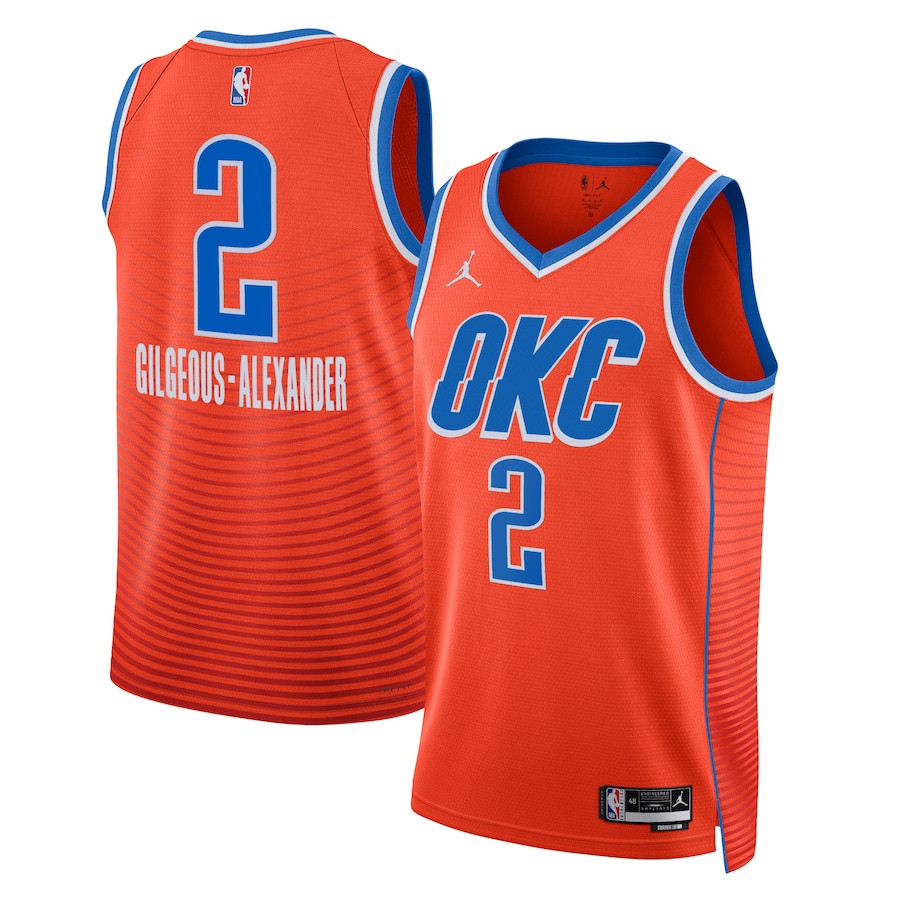 Shai Gilgeous-Alexander 2 Oklahoma City Thunder Unisex Swingman Basketball Jersey - Statement Edition - Orange - JS602 
