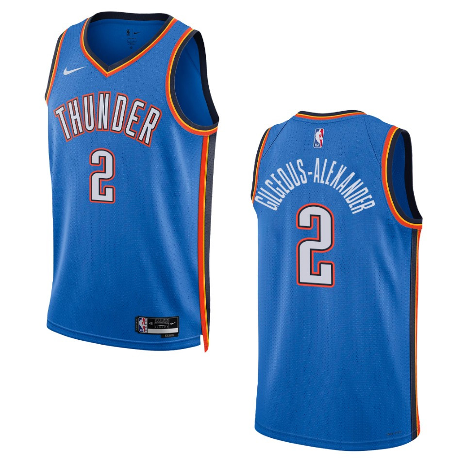 Shai Gilgeous-alexander Blue Icon Edition 2022-23 Oklahoma City Thunder Swingman Basketball Jersey
