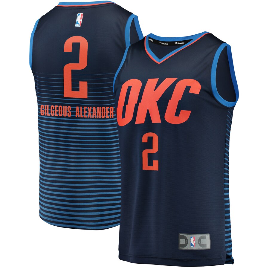 Shai Gilgeous-alexander Oklahoma City Thunder Fanatics Branded Fast Break Player Basketball Jersey – Statement Edition – Navy
