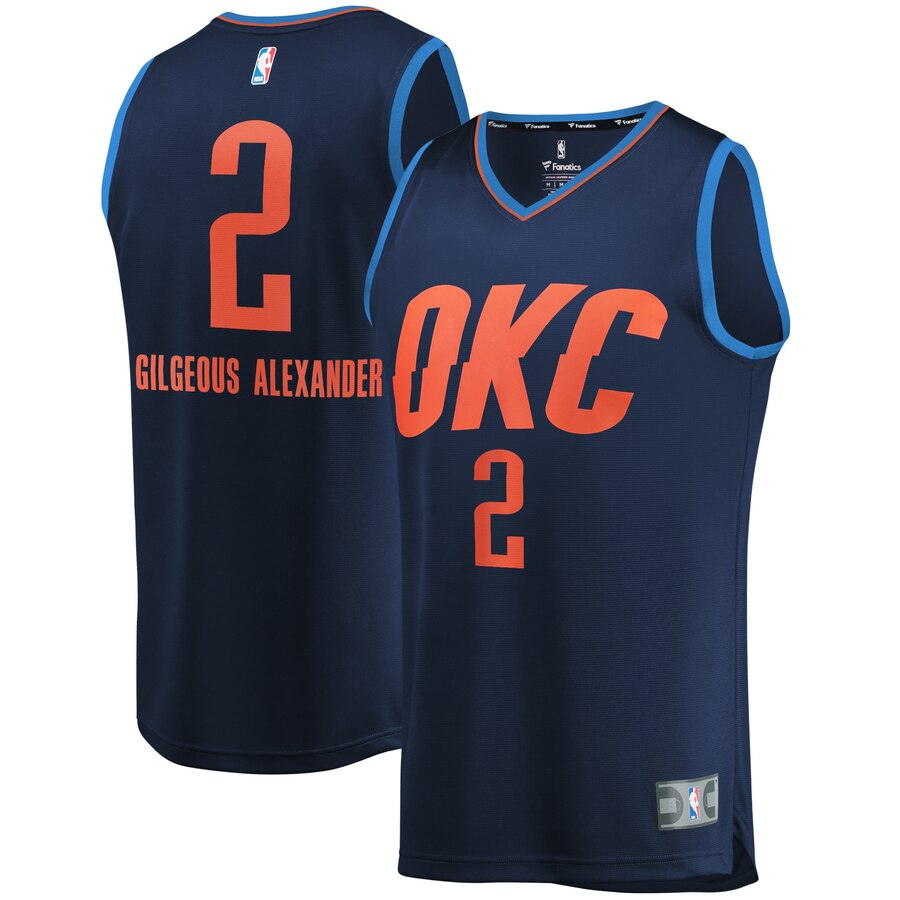 Shai Gilgeous-alexander Oklahoma City Thunder Fanatics Branded Youth Fast Break Player Basketball Jersey - Statement Edition - Navy