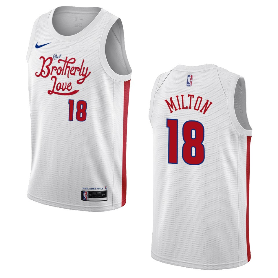 Shake Milton City Edition Philadelphia 76ers 2022-23 White Swingman Basketball Jersey