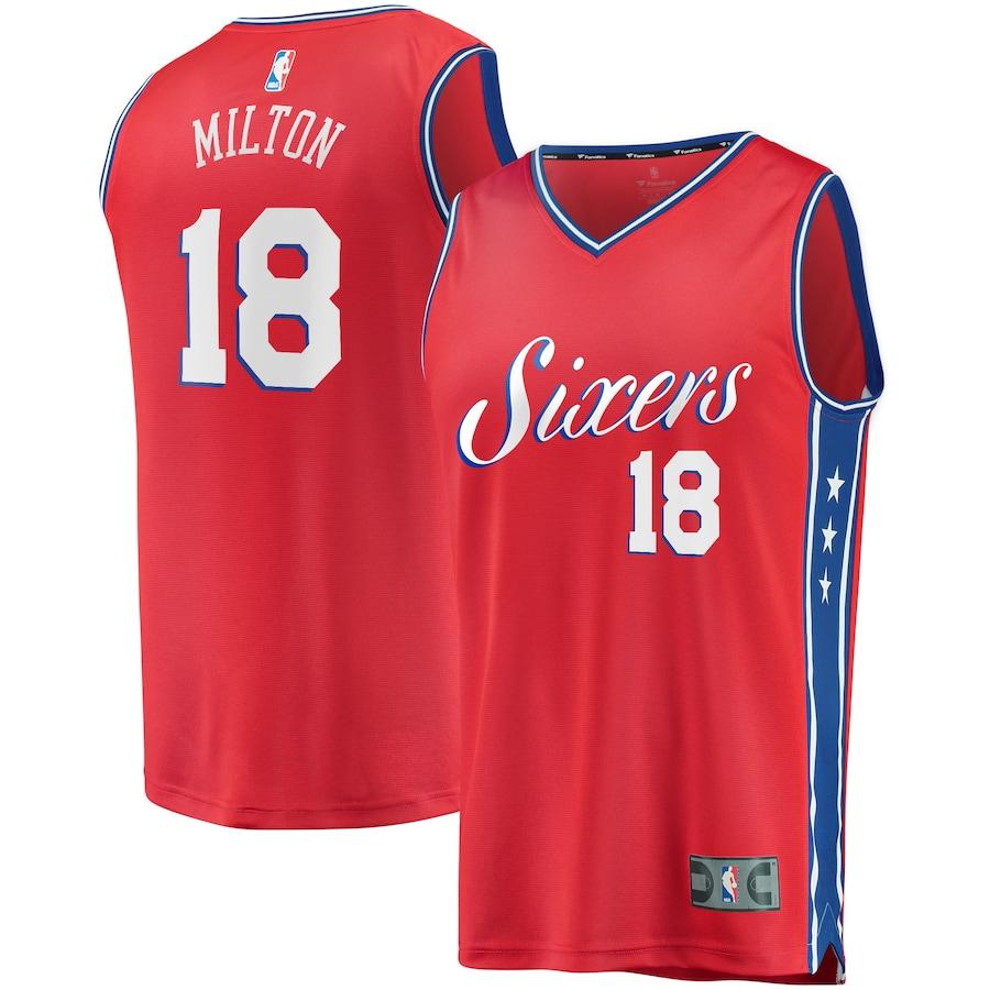 Shake Milton Philadelphia 76ers Fanatics Branded Fast Break Replica Player Team Basketball Jersey - Statement Edition - Red