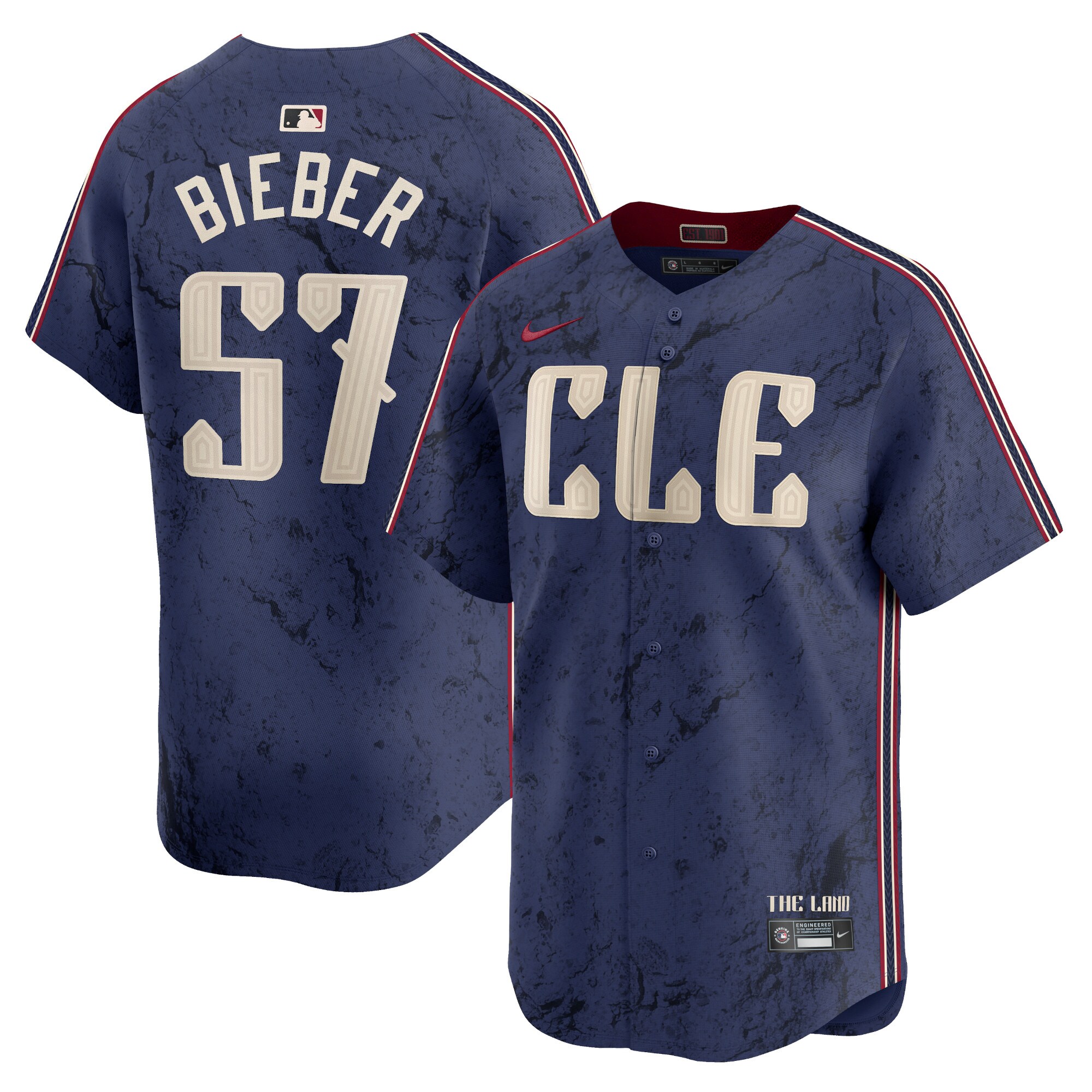 Shane Bieber Cleveland Guardians 2024 City Connect Limited Baseball Jersey - Navy