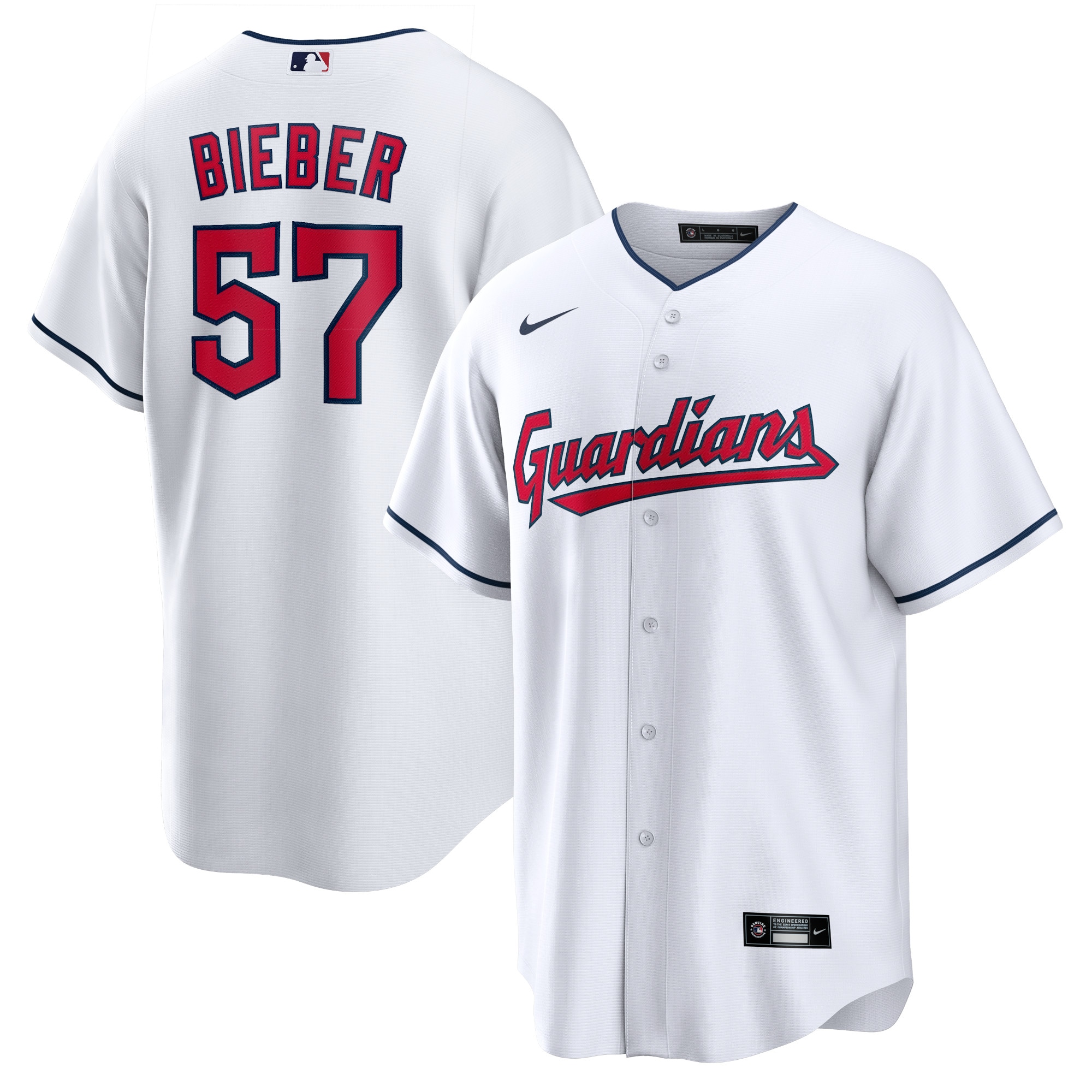 Shane Bieber Cleveland Guardians Replica Player Baseball Jersey – White